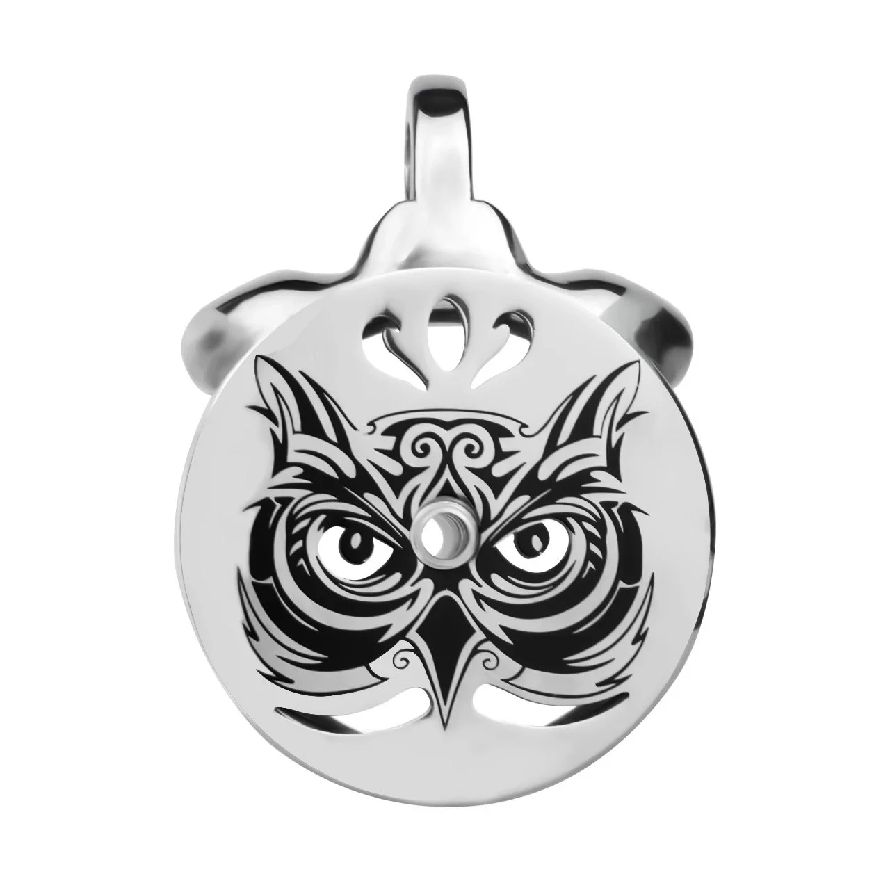 Built-in Flat Male Metal Chastity Lock with Owl Pattern and Urinary Catheter for Male Chastity Confinement Penis Cage
