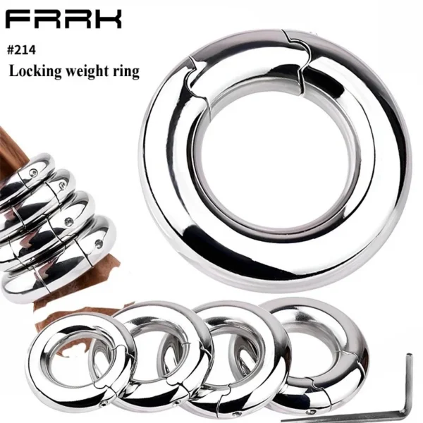 4 Size Heavy Stainless Steel Testicle Stretchers Scrotum Penis Cock Ring Metal Locking Pendant Ball Weight Adult Sex Toys