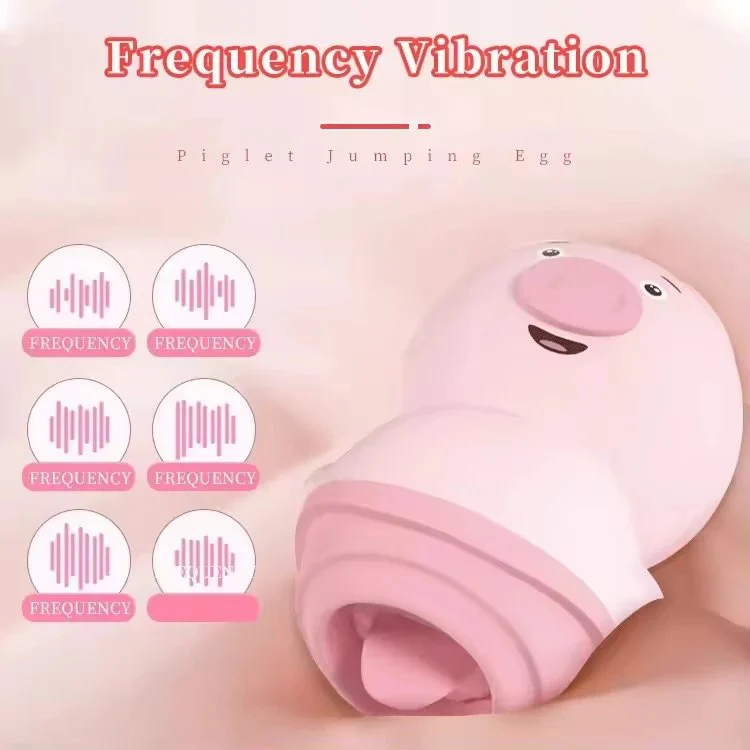 Mini Pink Pig Wireless USB Charging Clitoris Vibrator 6 Frequency Tongue Lick Vibrator