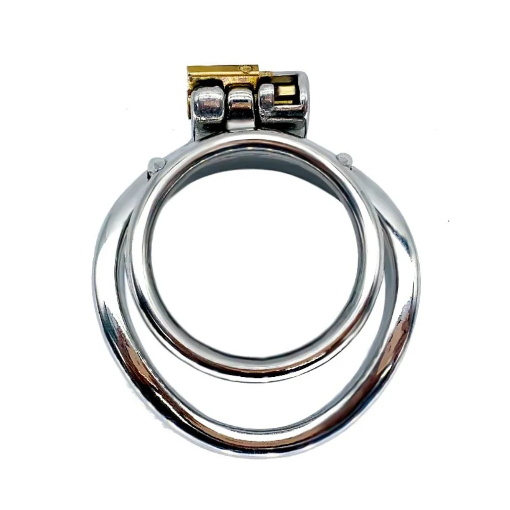 Chastity Cage Products Double Circular Ring Design Skeleton 304 Stainless Steel Chastity Device Adult Flirting