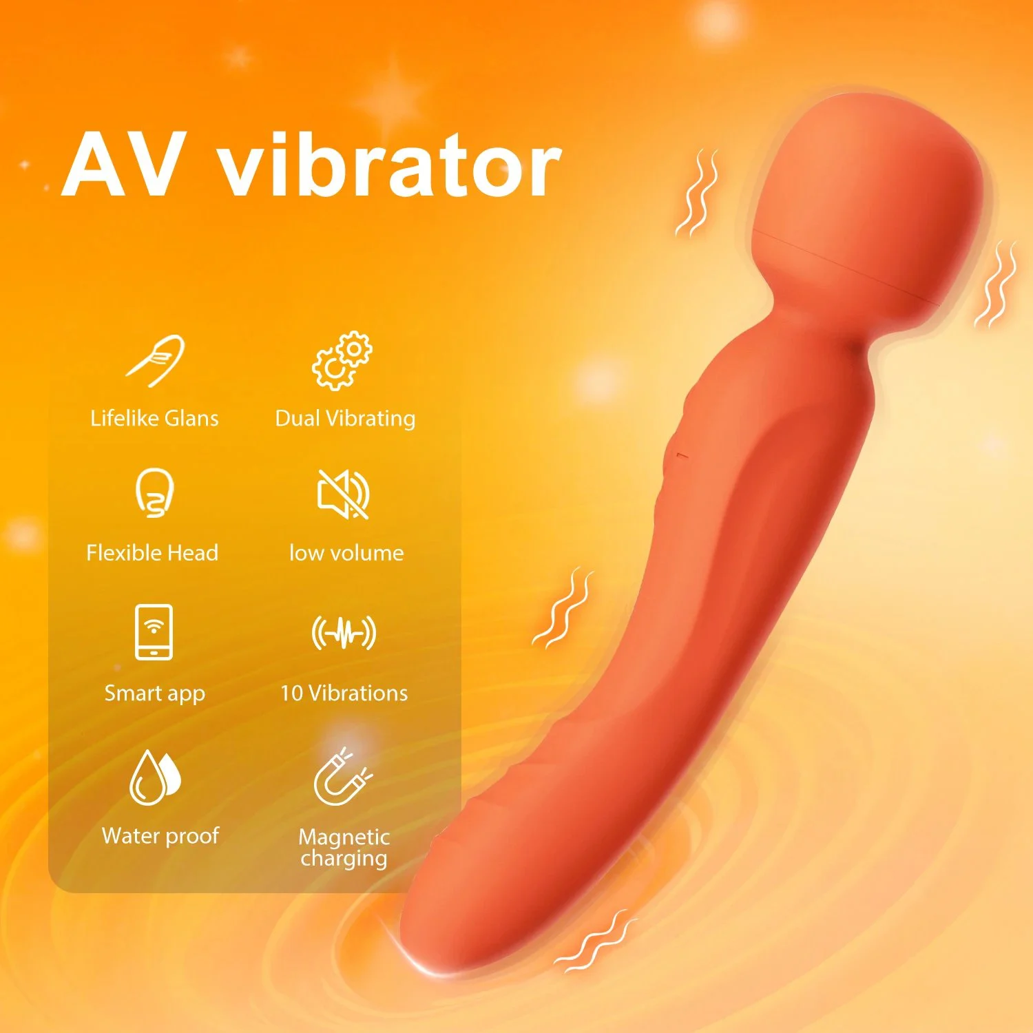 Rechargeable Waterproof Dual-Sided Vibrator Wand Adult Sex Toy G-Spot Clitoral Stimulator Sexual Massager APP Vibrator for Women