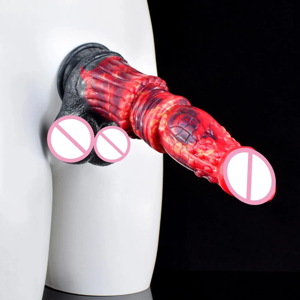 Animal Horse Artificial Penis Soft Silicone Strap on Dildo Realistic Fire Dragon Dildos Sex