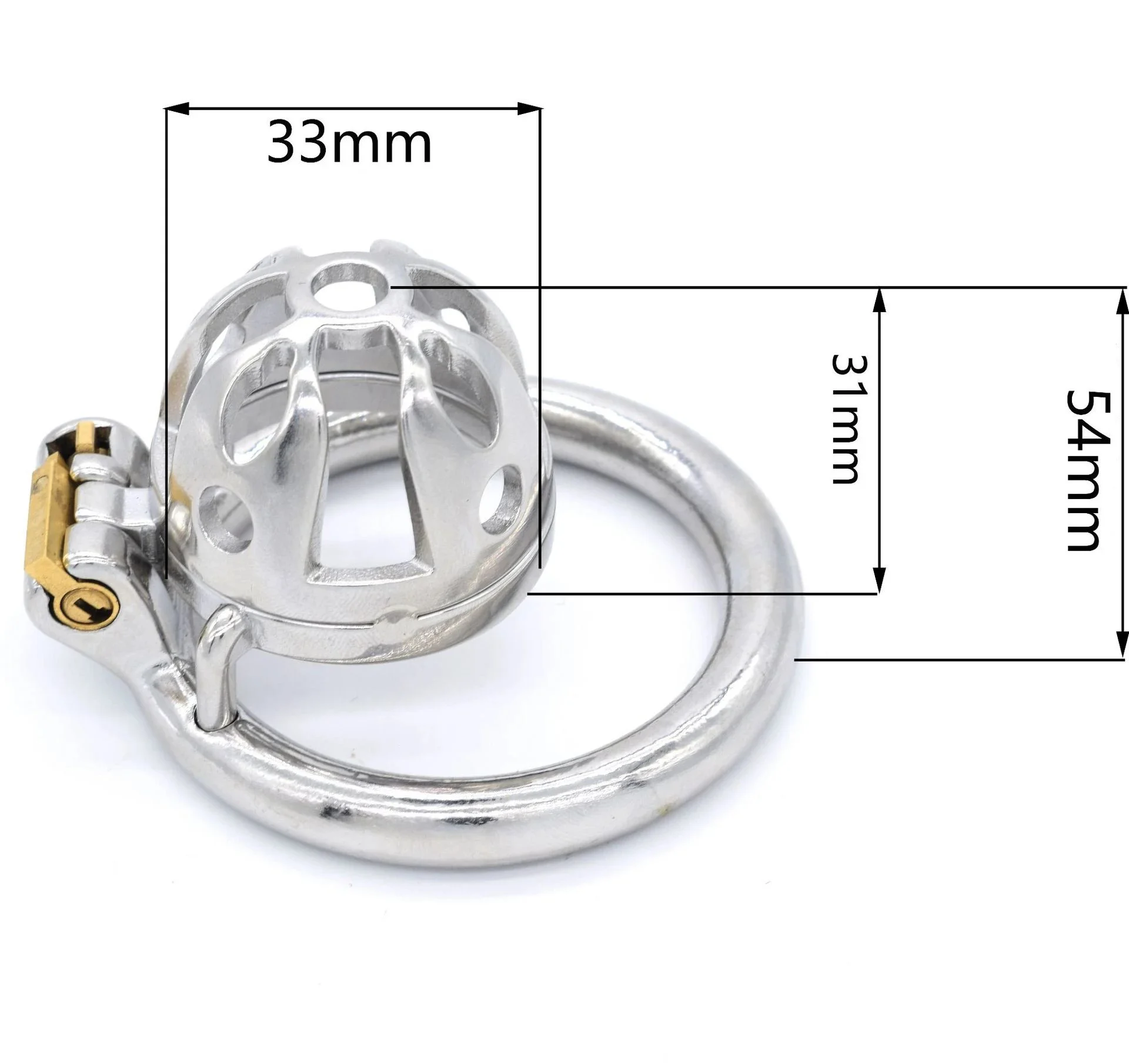 54mm 304 Stainless Steel Short Lock Penis Cock Cage with Keyholder Male Chastity Device Sm Sex Toys for Adult