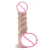 7.6 Inch Lifelike Spiral Dildo Vibrator Silicone Sex Toys for Hands-free Play