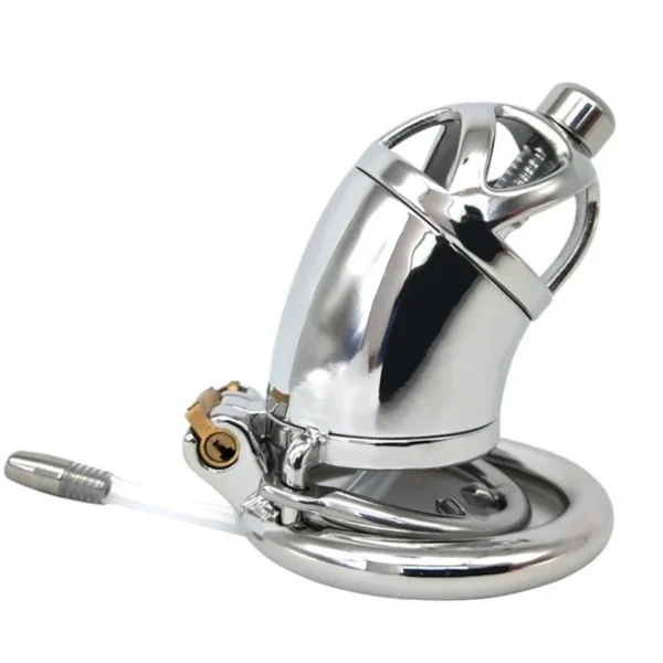 7cm Metal Male Cock Cage Lock Penis in Cage with Keyholder+clasp Man Chastity Cage with Cock Ring for Male