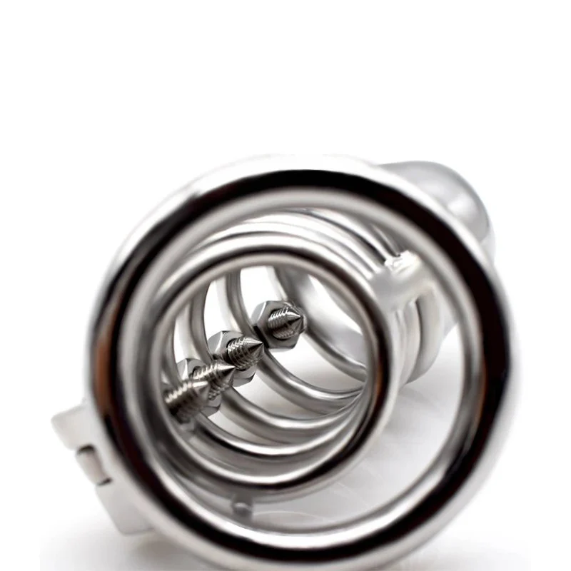 Alternative Toy Medium Metal Bird Cage Curved Male Chastity Device with Four Screws Prostate Stimulation