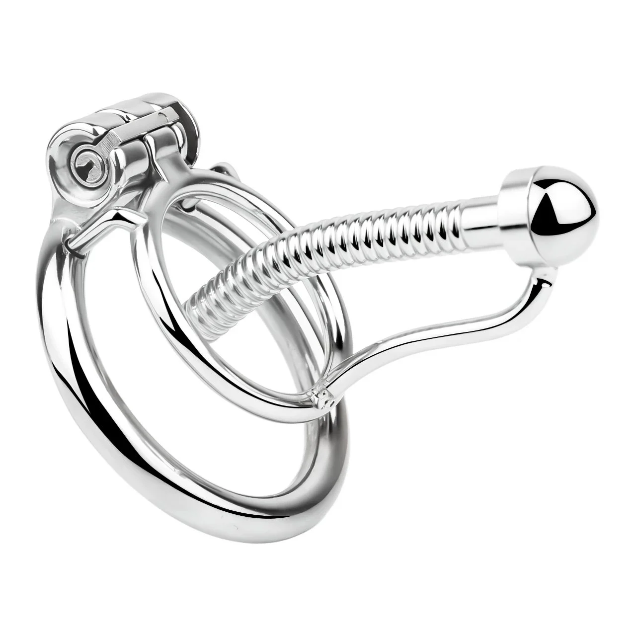 Adult Cock Cages Sex Toy SM 304 Stainless Steel Western Sword Chastity Lock with a Hollow Threaded Catheter 3 Sizes Available