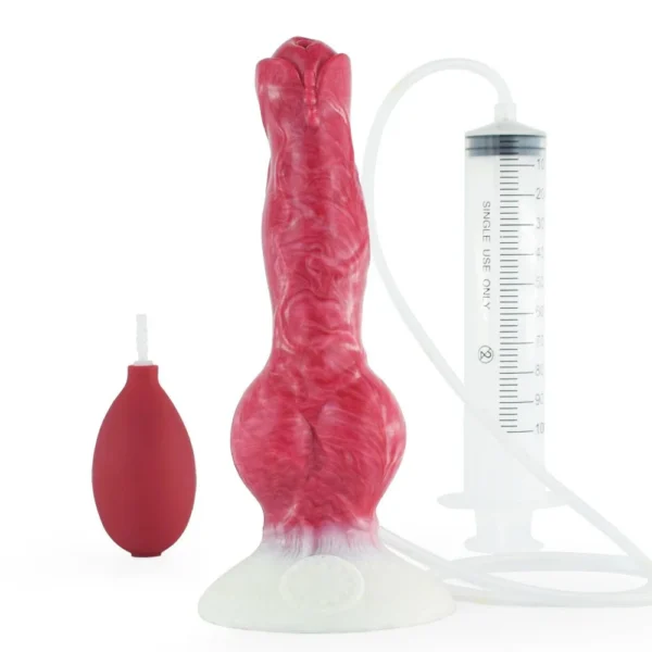 8.26 Inch Huge Realistic G Spot Animal Horse Squirting Silicone Sex Toys Color Red Ejaculating for Women Sex