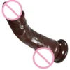 Double Liquid Silicone Female Masturbation Super Brown Realistic Dildo Adult Sex Toys for Women