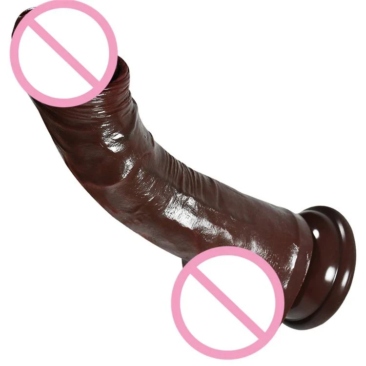 Double Liquid Silicone Female Masturbation Super Brown Realistic Dildo Adult Sex Toys for Women