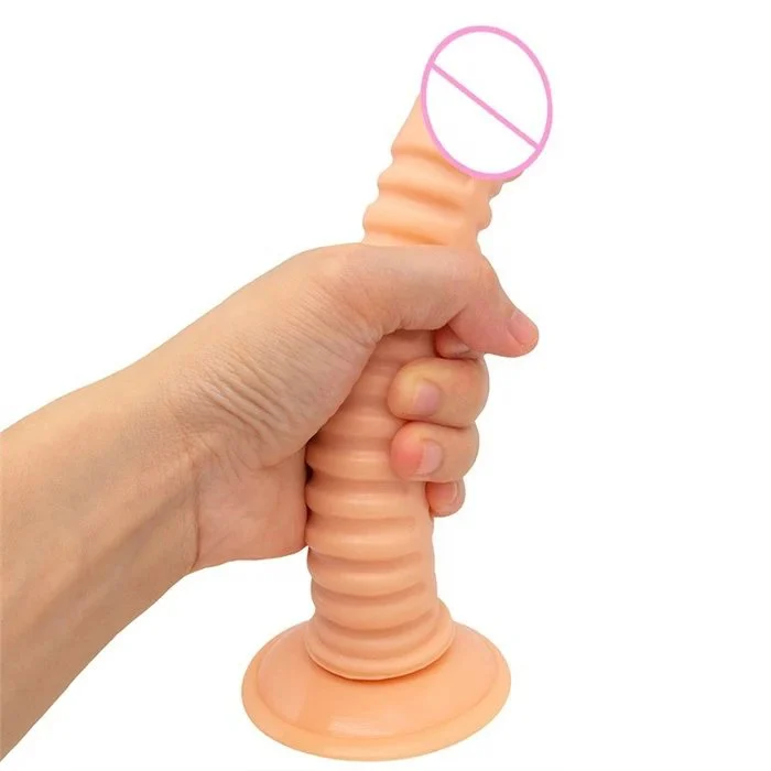 7 Inch Twisted Slim Dildo Vibrator Realistic Gay Masturbation Toy Soft Silicone ABS and PVC Material Sex Products