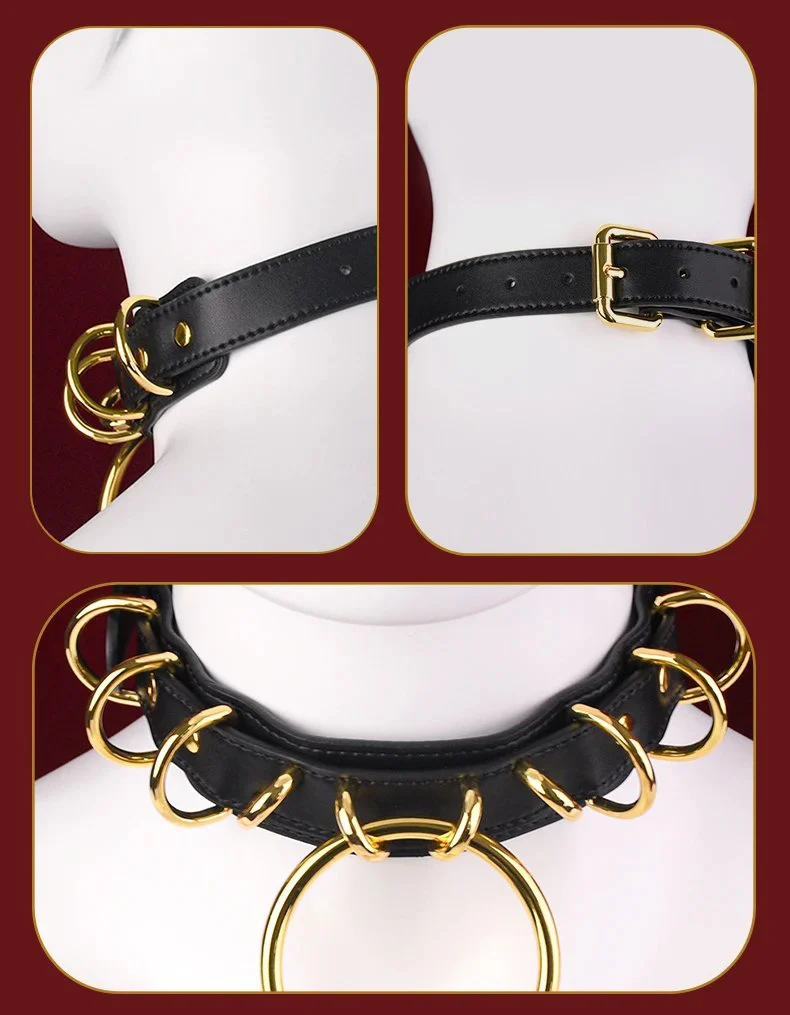 Luxury Bdsm Collar Leather Bondage Sub Collar O-ring,Bondage Collar with Single Ring,Leather Adjustable Bondage