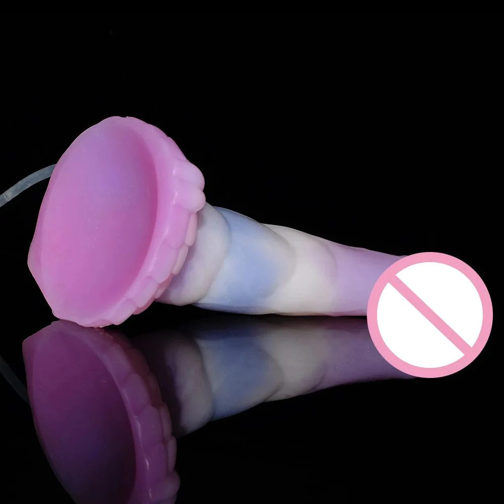 8 Inch Silicone Animal Dildo Fake Penis Ejaculating Fantasy Dildo Squirting Function Anal Plug for Men Colorful Sex Toy