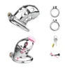 Male Chastity Cage with Catheter for Restraint, Featuring a Metal Lock and Soft Catheter, Suitable for Men