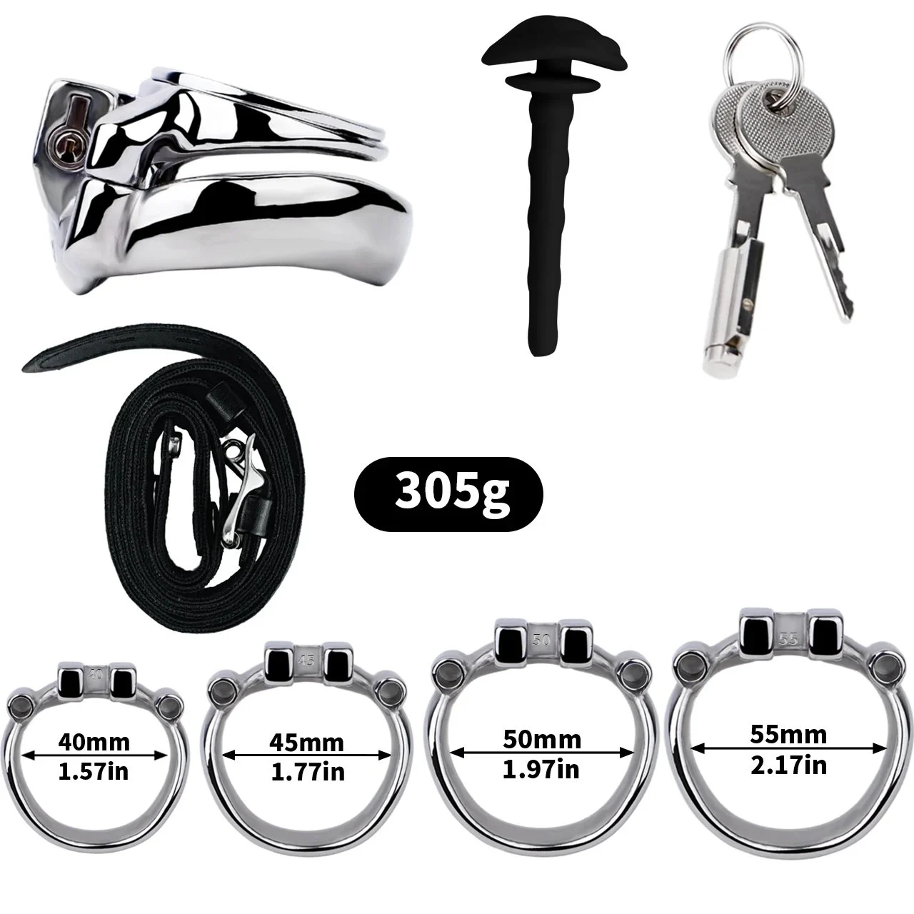 Catheter + Harness + Chastity CageAdult Toys for Men with Body BondageFour Sizes Available