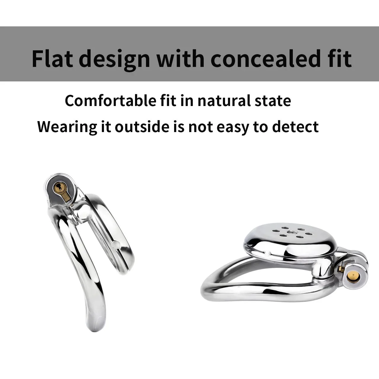 Chastity Cage Belt, Flat Chastity Cage for Men,Metal Male Chastity Device Cock Cage BDSM Bondage Cage Sex Toys for Couples