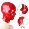 Natural Latex Red Hood Mask Bondage Set Waterproof Full Coverage Nostril Breathing Adult BDSM Role Play