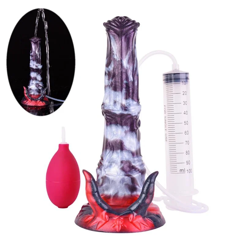 Ejaculation Dildo With Suction Cup Spray Liquid Squirting Horse Dildo Squirting Cock Anal Prostate Play alien Cock Sex Toys