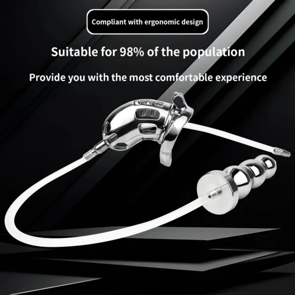 Male Chastity Devices Set with Attachable Removable Metal Anal Plug Silicone Catheter Cage Men Bondage extreme Sex Toy