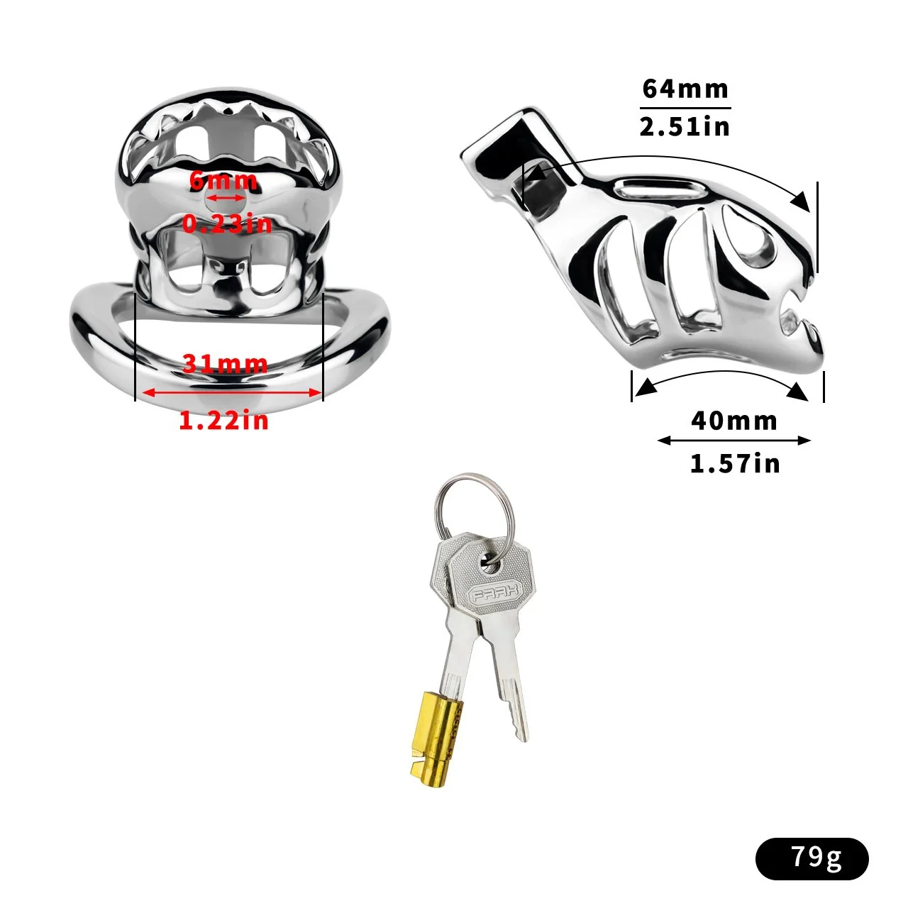 Male Chastity Cage Wearable Male Chastity Cage Metal Cage for Spicing up Intimacy Sex Toy Available in Four Sizes