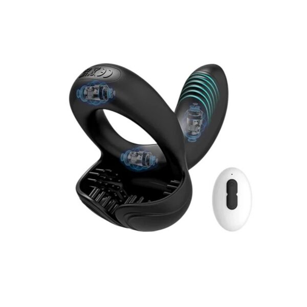 Remote-controlled 4-in-1 Penis Ring with 10 Vibration Modes 100% Waterproof for Adult Sexual Stimulation Delaying Ejaculation